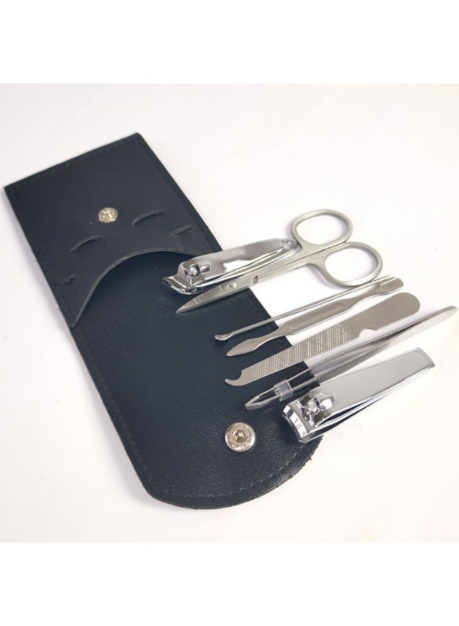 Portable 7-Piece Manicure Set, Leatherette Case with Stainless Steel Nail Clippers, Scissors, Ear Pick, Professional Grooming Kit - Image 4